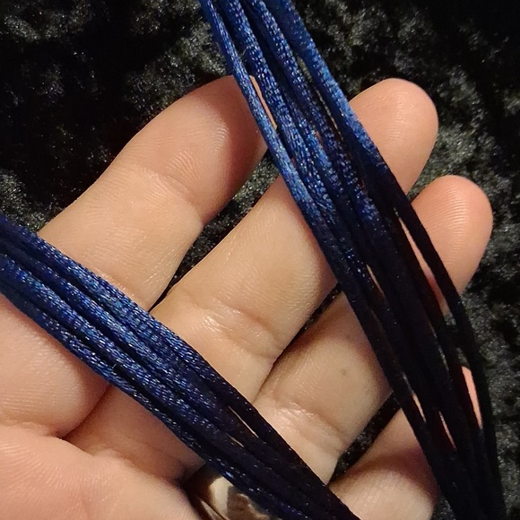 Vintage Gold and Navy Blue Statment  Tassel Necklace chunky accents.38 In Long - Picture 5 of 10